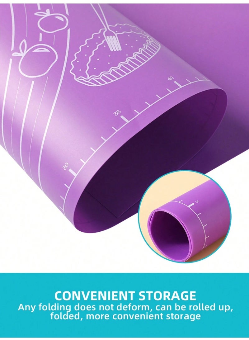 Large Silicone Baking Mat with Measurements, Non-Stick Pastry Rolling Mat for Dough & Pizza, Non-Slip Silicone Kneading Pad, Food-Grade Silicone Baking Sheet, Heat Resistant Countertop Protector, Reusable Pastry Mat for Rolling Dough, Easy to Clean & Foldable Baking Tool, Professional Kitchen Silicone Mat for Flour and Pastries, Size Length: 46.5 cm, Width: 60 cm. - Image 5